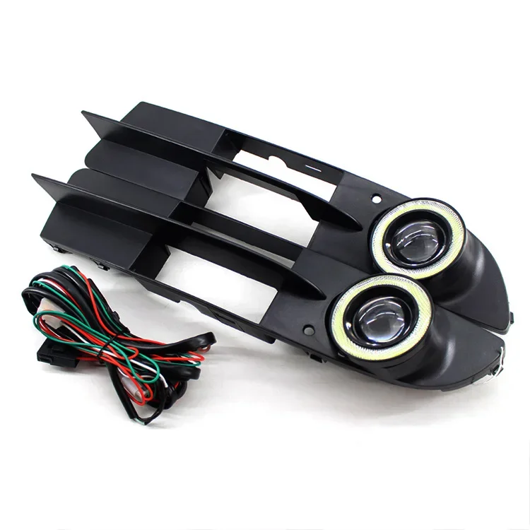 Applicable to 03-07 BMW E60 528 convex mirror white light angel eye fog light middle net front bar grille ventilation net