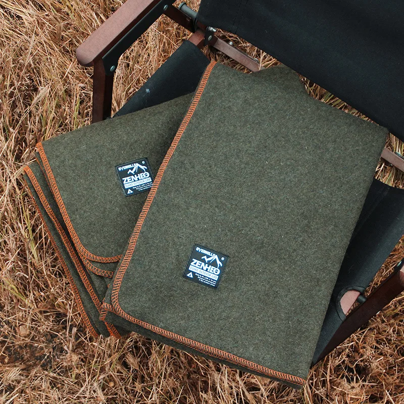 ZENHEO 80% Wool Blend Camping Blanket Thick Warm Outdoor Picnic Travel Throw Merino Fleece Machine Washable 110x160cm 160x220cm