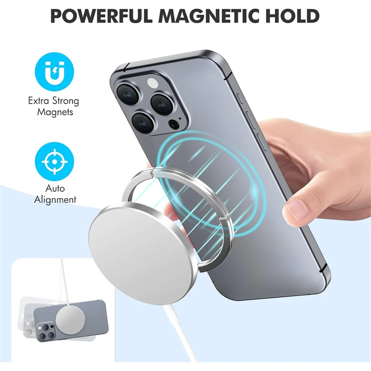 2025 + وسادة شاحن لاسلكية مغناطيسية: 15 وات لوحة شحن سريعة وآمنة لسلسلة 16/15/14/13/12، لـ 4 3 2 Pro B