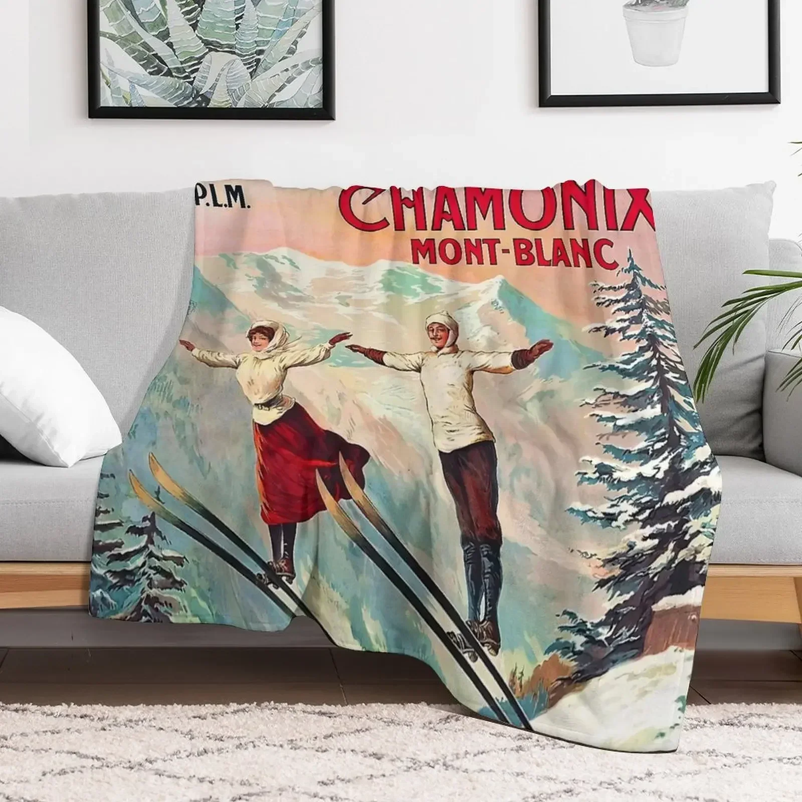 

Chamonix, Mont Blanc - Vintage Throw Blanket Heavy Baby Blankets