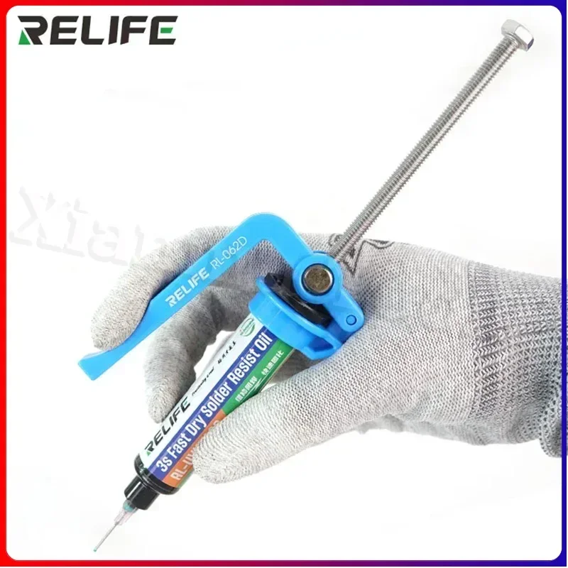 

RELIFE RL-062D Labor-Saving 5-10CC New Solder Paste Booster UV Solder Mask Ink Welding Oil Pusher for Motherboard Repair Tools