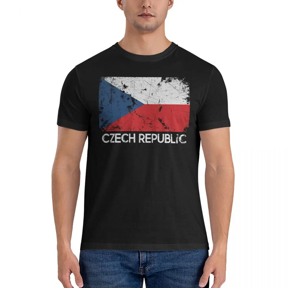 Men Vintage Made In Republic T Shirt Czech Republic Football Team Pure Cotton Tops Funny Short Sleeve O Neck Tee Shirt