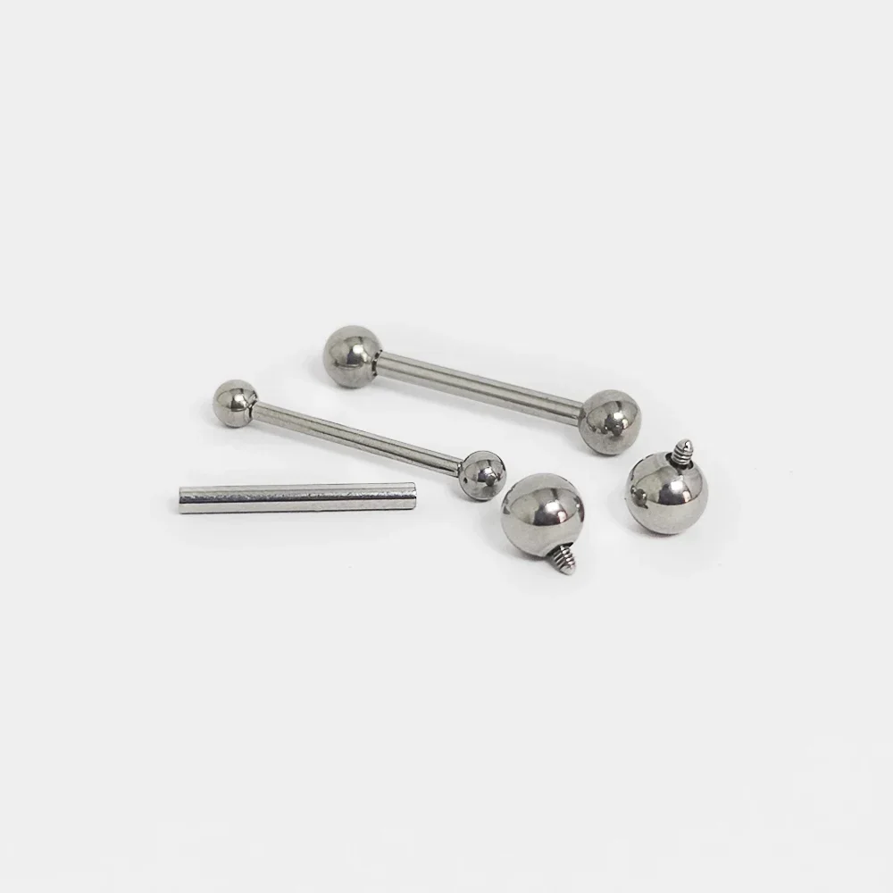 ASTM F136 Titanium Piercing Barbell Balls Tongue Ring Lip Nipple Bar Stud 16G/14G Straight Helix Ear Bar Piercing Body Jewelry view 3