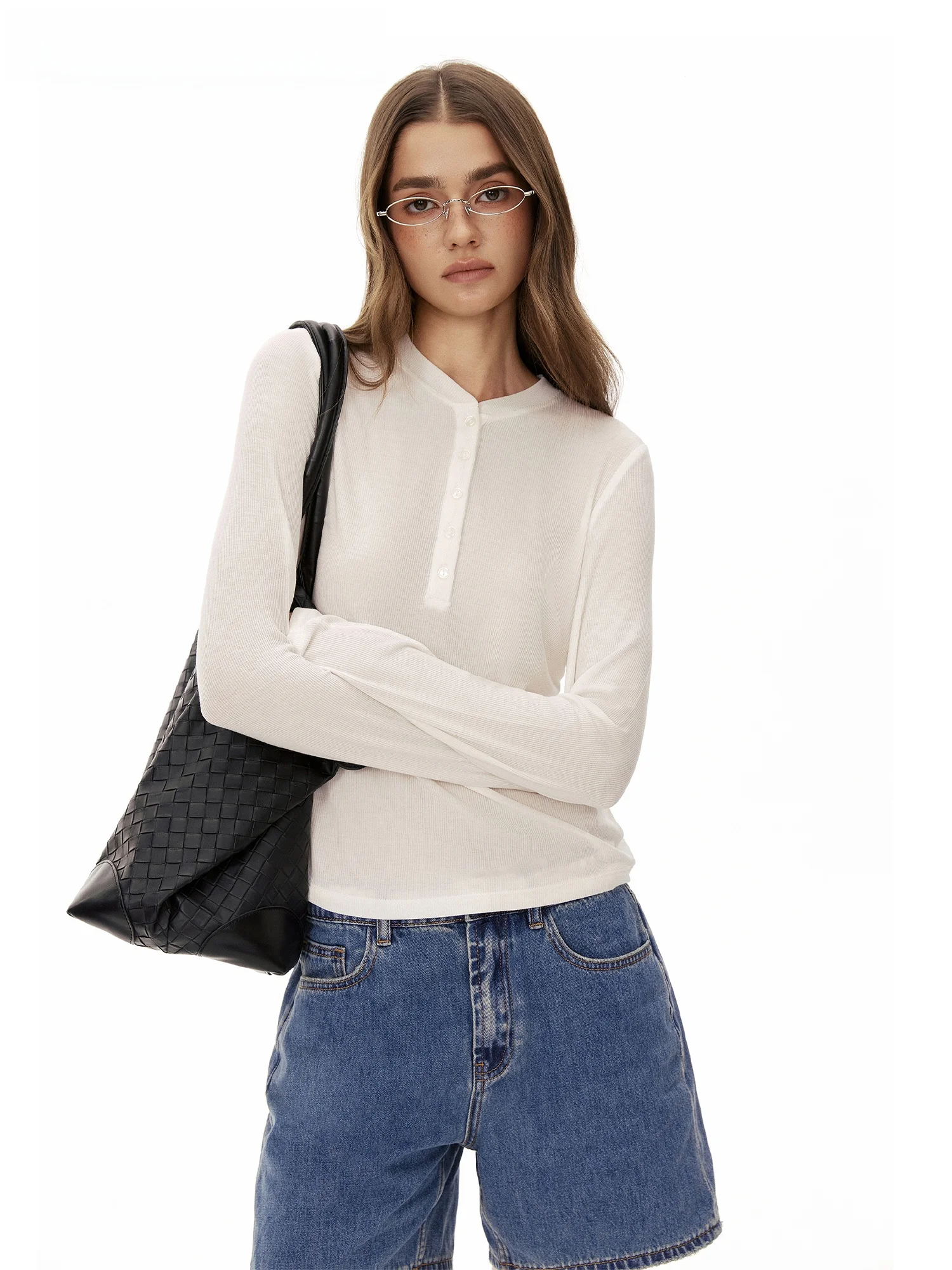 Burgenland Soft Wool Lyocell Button Collar Long Sleeve T-Shirt Women's Knitted Casual Wear Autumn New Style Lightweight Top