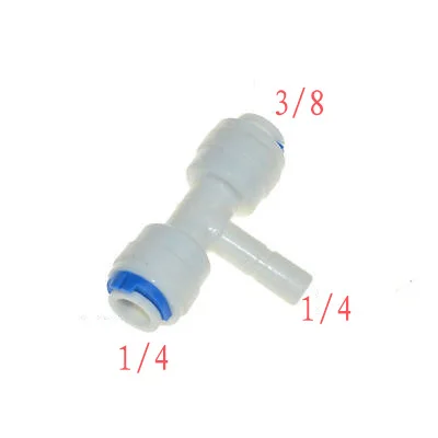 5pcs1/4"1/4''3/8 OD Tube Quick Connection Pipe Type T Connector RO Water Reverse