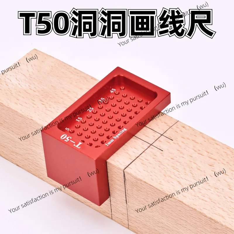T50 Woodworking Scribing Ruler Hole Scribing Ruler Aluminum Alloy T-Shaped Straight Ruler Mini Scriber Handmade Auxiliary
