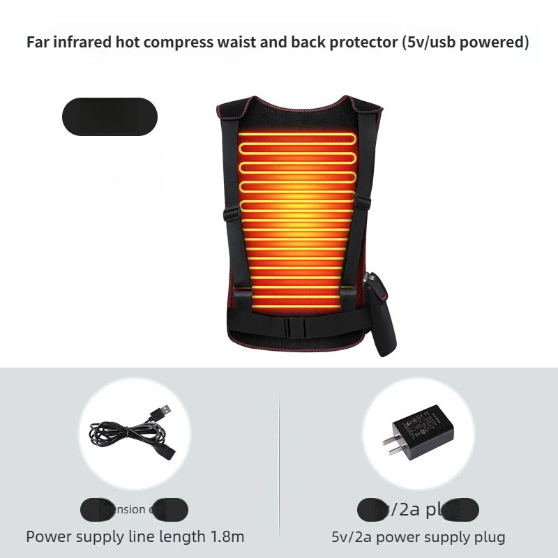 Far Infrared Electric Heating Shoulder Back Wrap for Desk Worker Pain Relief Moxibustion Massager Lumbar Muscle Strain Therapy
