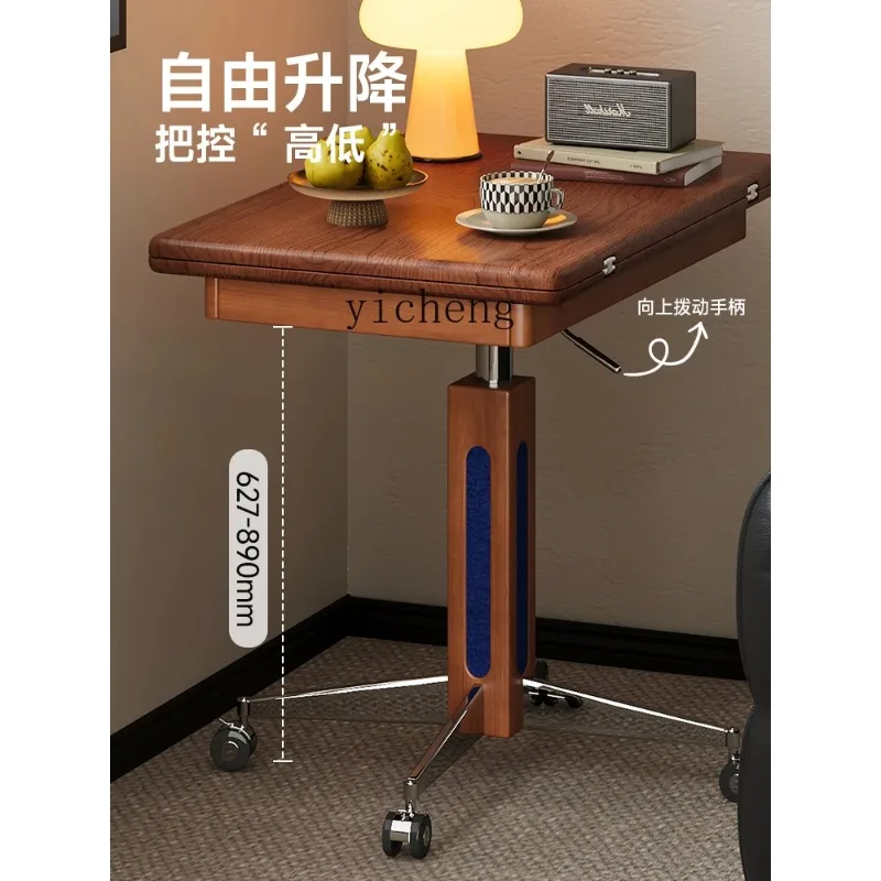 CZ-27  Medieval Solid Wood Lifting Tea Table Multi-function Movable Side Table Folding Desktop Dining Table