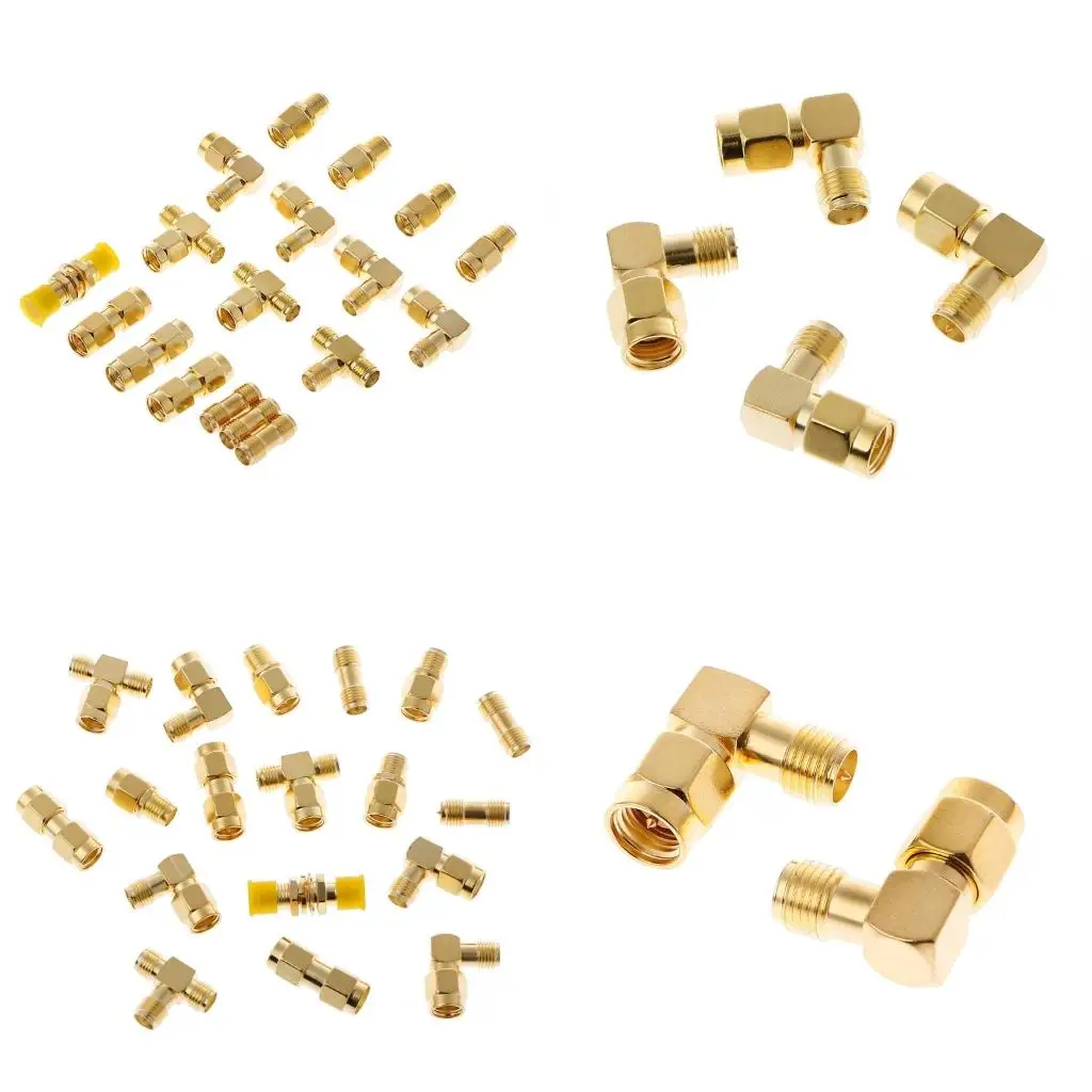 4XFC 18 Pcs/Set Connector Kits Male Female SMA Plug Antenna Converter Coaxial Adapter