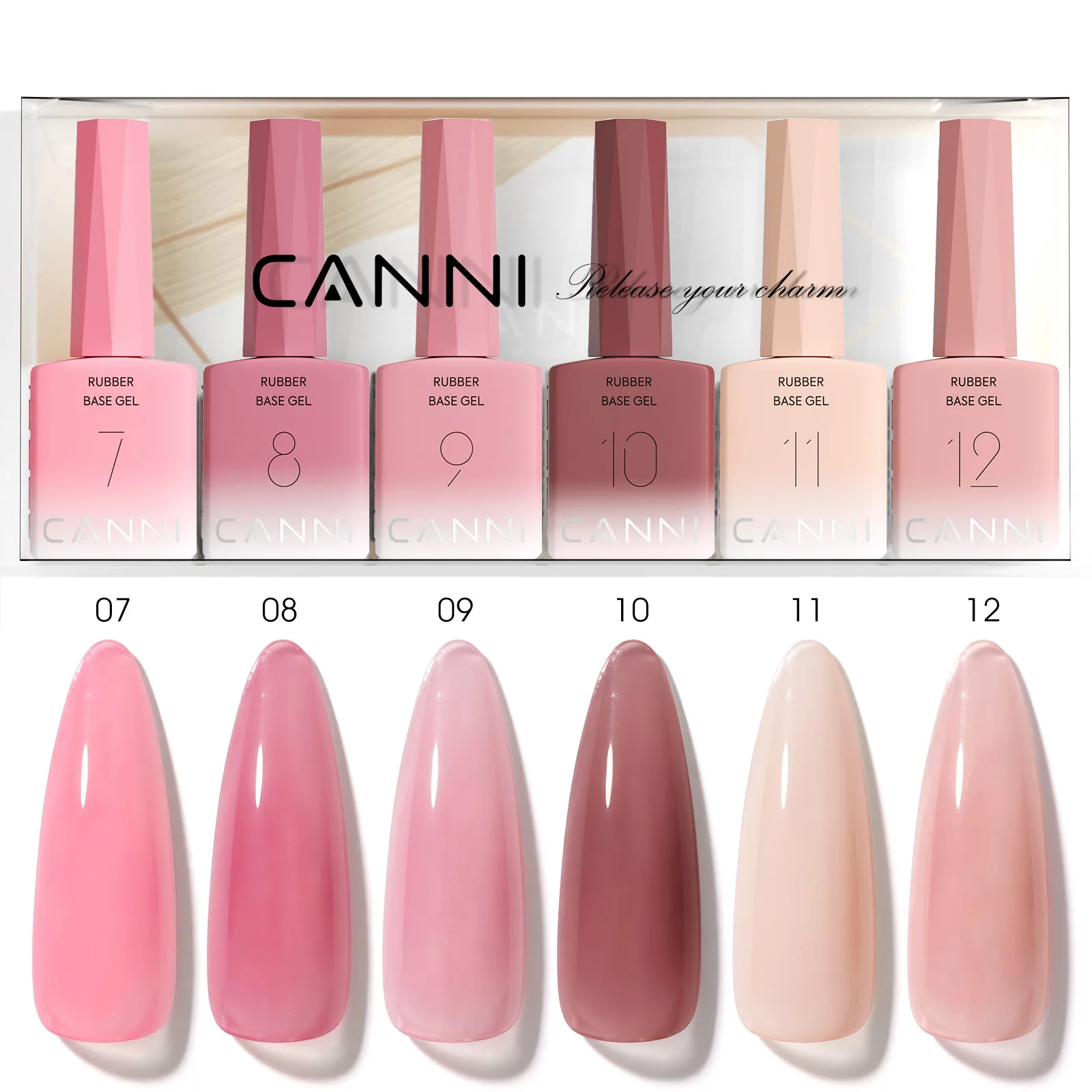 CANNI 6 Colors Rubber Base Gel Set 9ml HEMA/TPO FREE Nude Pink Nail Gel Polish Long-Lasting Soak-Off UV/LED Gel for Manicure DIY