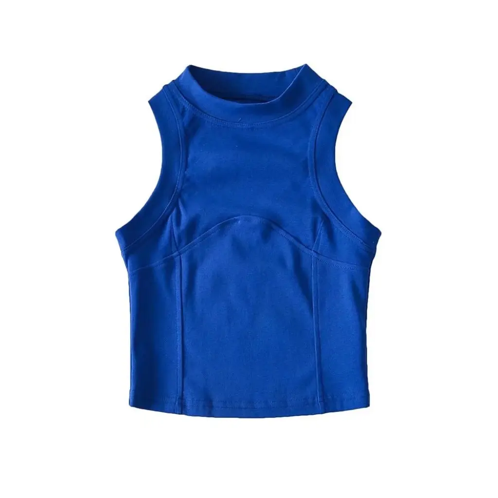 

Women's round Neck Sleeveless Vest Summer Green Sports Casual Wide Shoulder Base Shirt Slim Fit Short Trendy Base Layer Top