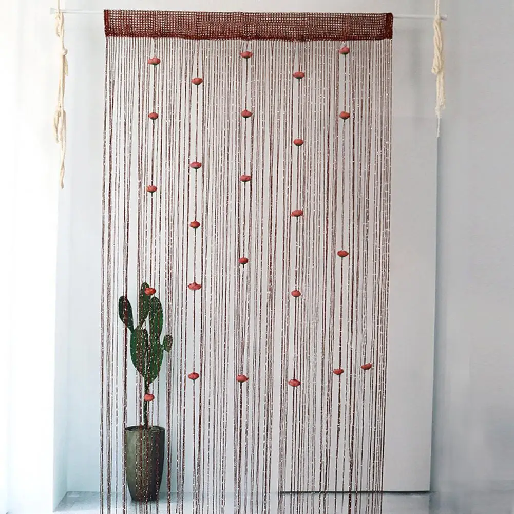 Door Curtain Elegant Rose Sequin Door String Curtain Panel for Home Window Decoration Stylish Room Divider with Fringe Tassel
