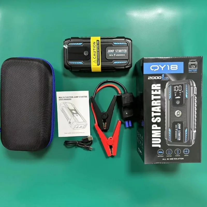 باور بانك محمول للسيارة بقوة 2000 أمبير وبطارية 22000 مللي أمبير في الساعة مع مشبك ذكي لبدء تشغيل السيارة والطاقة المتنقلة