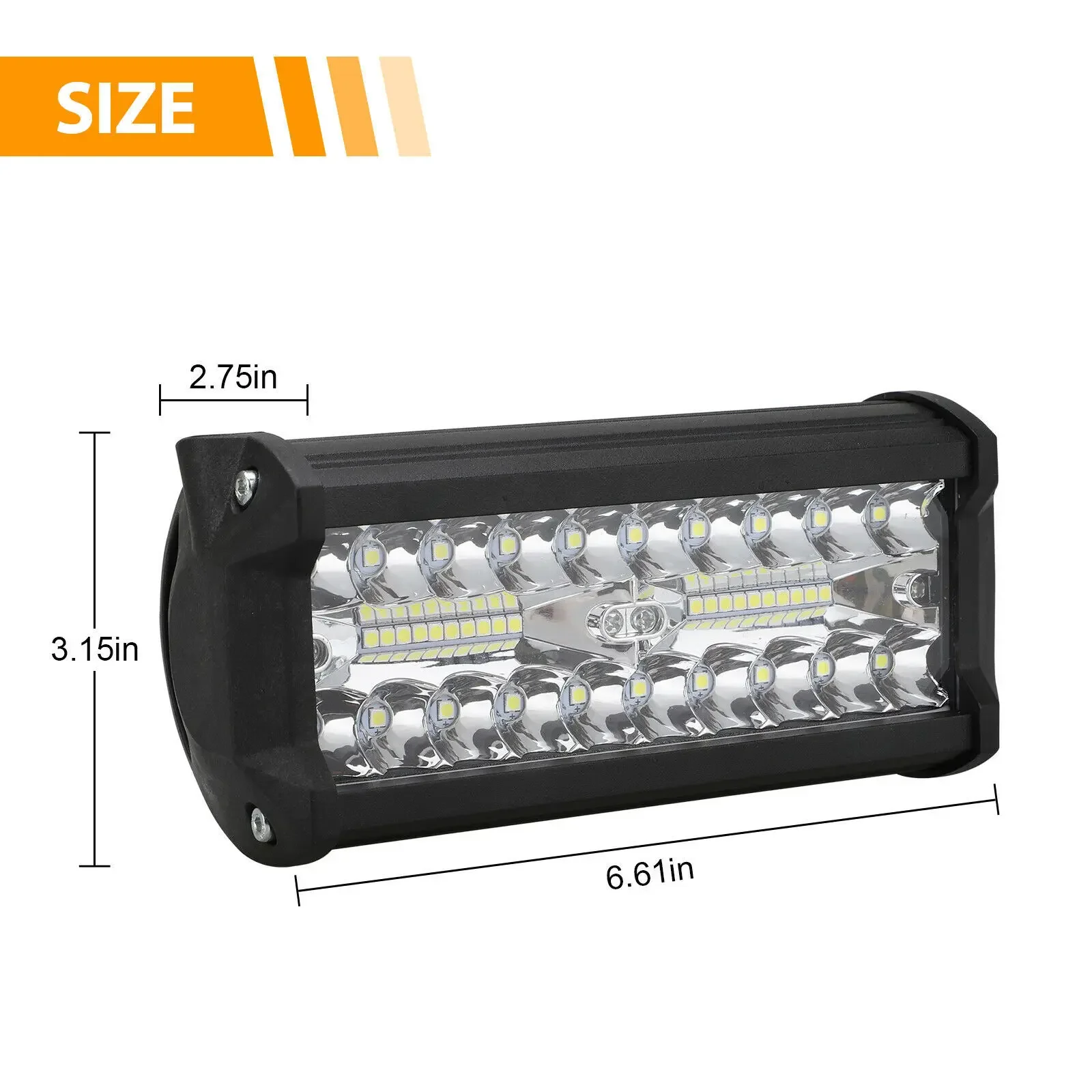 400W Work Light Spotlight Strip Light for Off-road Vehicles, Front Bumper Spotlights in Three Rows 7 Inches