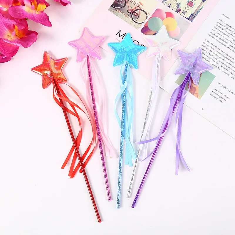 20pcs Star Ribbon Princess Wand Girls Toy Sticks for Dress Up  Costume Magic Shows Cosplay Birthday Party Baby Showers Christmas