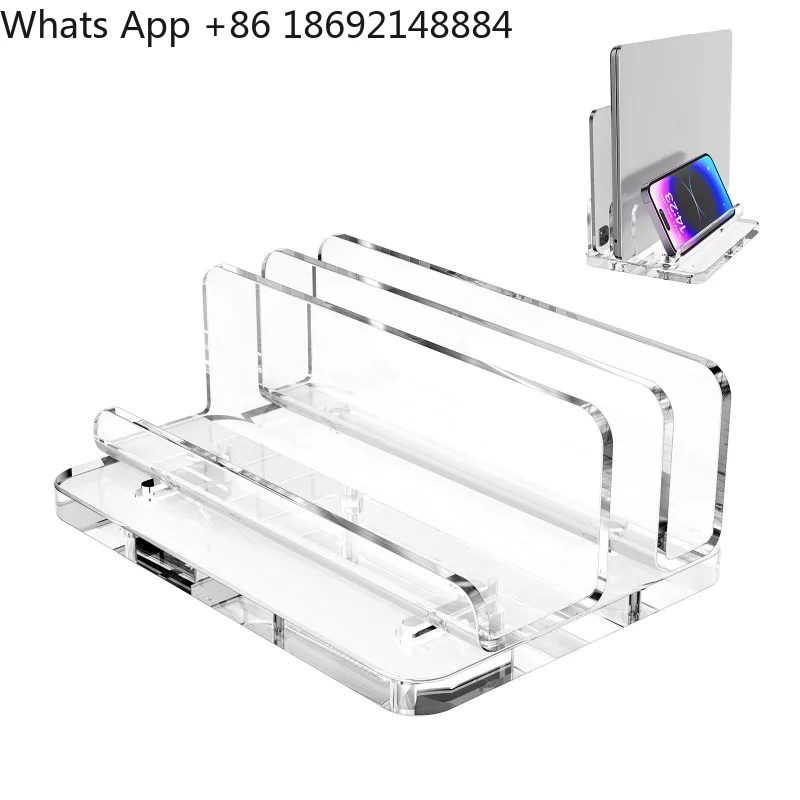 Desktop phablet transparent acrylic display stand, heightened inclined storage rack