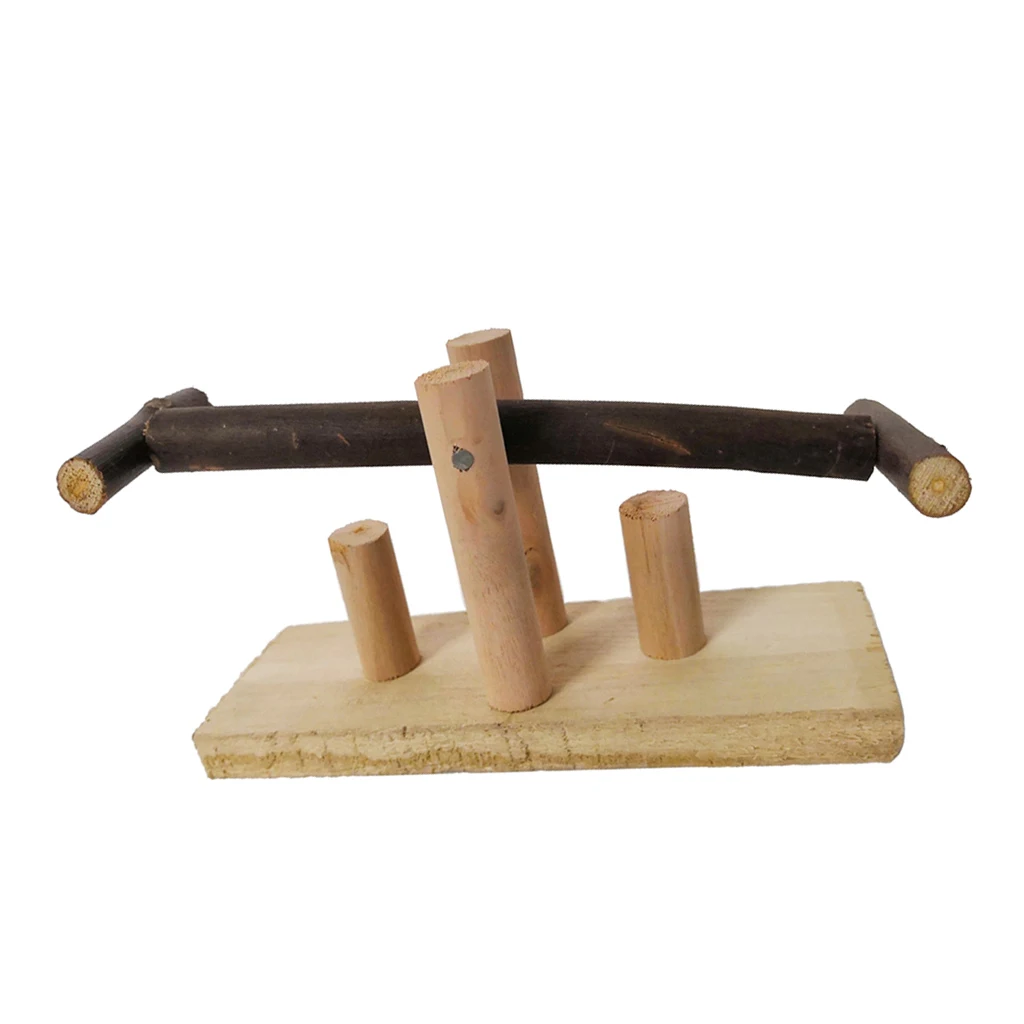 Small Animal Wooden Seesaw Teetertotter Toy for Hamster Gerbil Chew Play Exercise Swing Perch Fun Activity