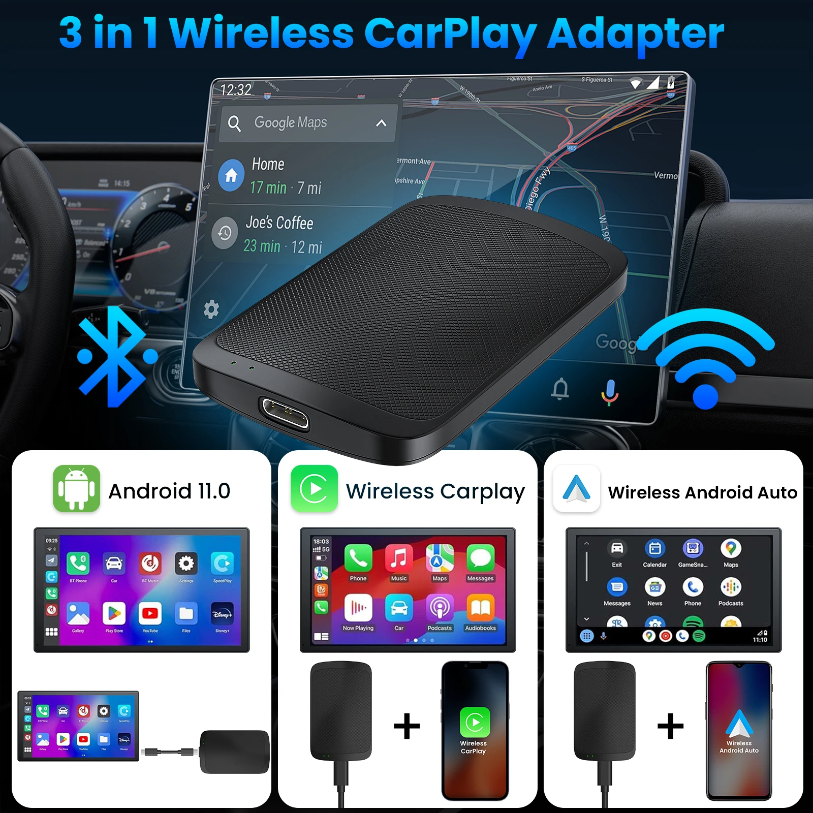 OEM السلكية CarPlay Cars Wireless Carplay Android Auto محول مع Netflix YouTube TikTok Google Play