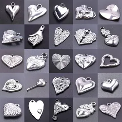 6Pcs/Lot Stainless Steel Goth Catholic Sacred Heart Charms Jewelry Y2k Textured Personality Sweet Melting Love Pendant Making