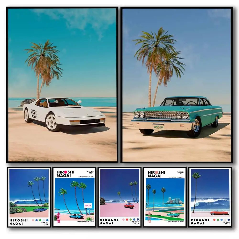 Tropical Lifestyle Miami Vice Style Poster Minimalist Art Print Waterproof Poster for Home Office Bedroom Decor Aesthetic Gift