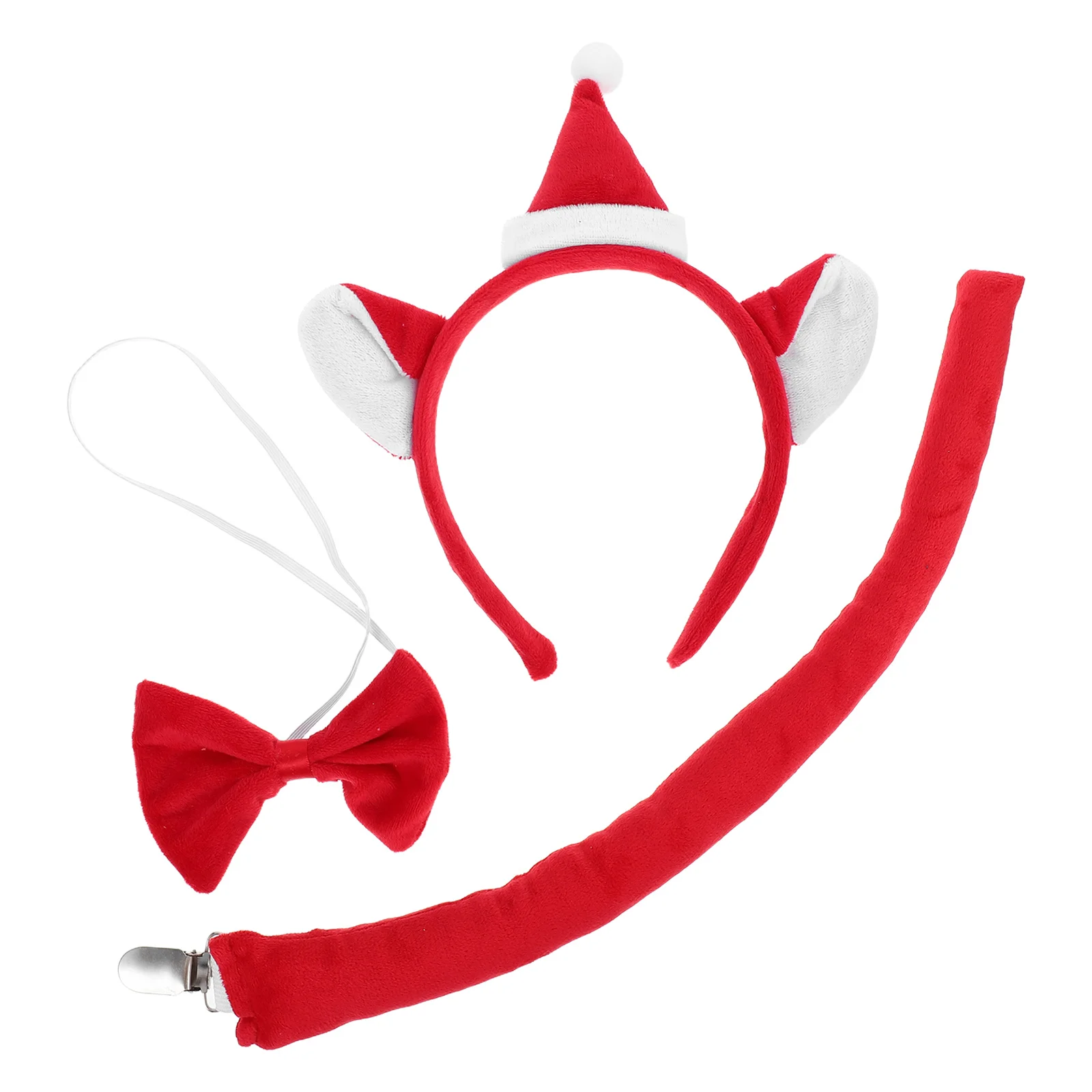 1 مجموعة عيد الميلاد آذان القط عقال سانتا قبعة ربطة القوس فيونكة الذيل مجموعة لعوب تصميم عطلة الأطراف تأثيري احتفالي ديكور الاطفال الكبار