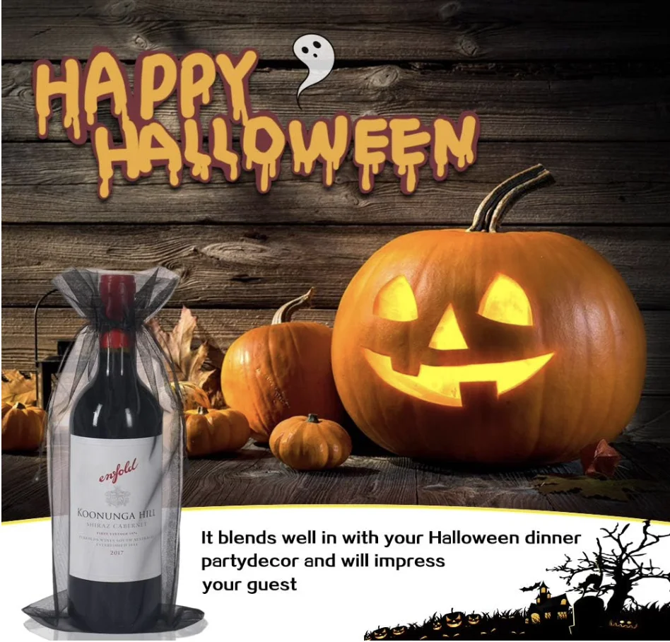 30 sztuk torebek na wino 750 ml, 14 x 37 cm Torebki na butelki wina ze sznurkiem na prezenty na imprezę Halloween