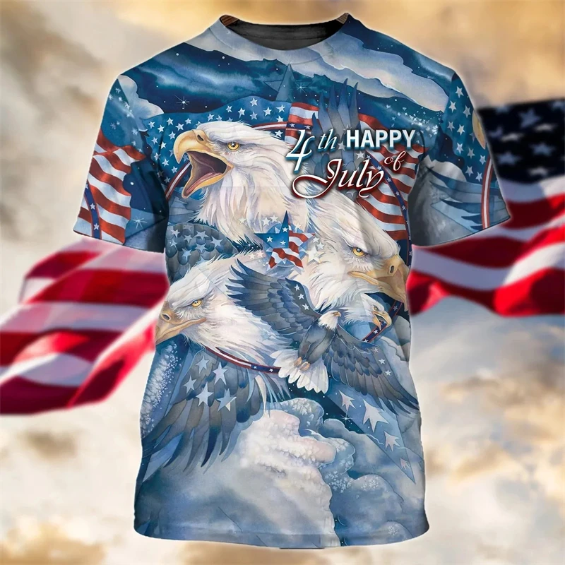 USA Flag Graphic T-Shirt Men Women Independence Day  3D Printed T Shirts Eagle American Flag Men's T-Shirts Summer Tops Tees