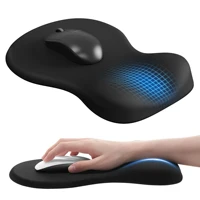 Alfombrilla de ratón ergonómica con reposamuñecas, alfombrilla de ratón negra con soporte para muñeca, alfombrillas de ratón de base dura antideslizantes, portátil para oficina/hogar
