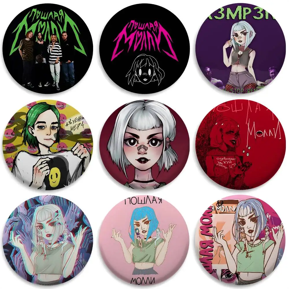 

P-Poshlaya Molly Band Music Badges Round Exquisite Badge Brooches Creative Pins For Clothes Hat Backpack Gift Accessories