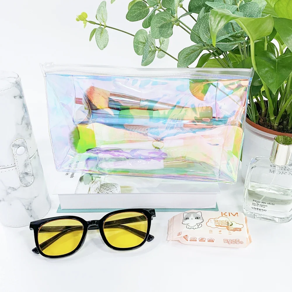 Clear Makeup Bags PVC Portable Color Makeup Bags Waterproof Travel Cosmetic Bag Women Makeup Organizer Bag Pencil Case Bags