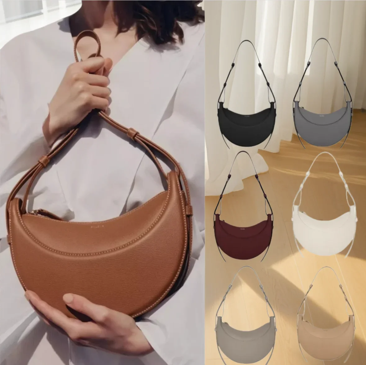 Sac à bandoulière simple 25S avec Design de Niche française, sac en forme de croissant Y2K, sac à main sous les aisselles pour femmes, sac de selle de moto