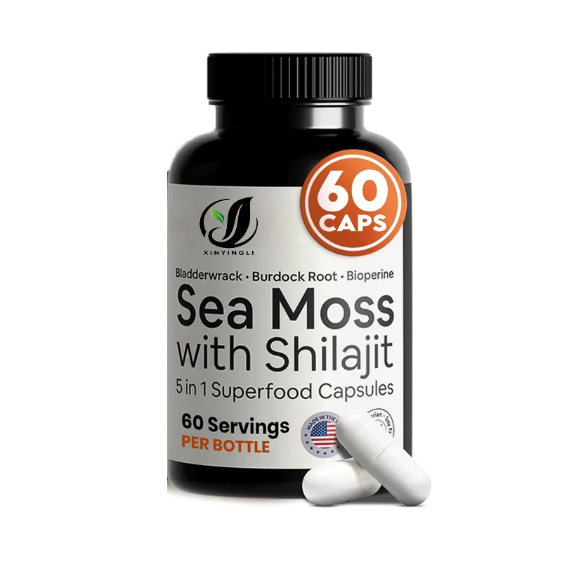 

Seaweed and Silajit Capsules -5-in-1 Seamoss Shilajit Combination Contains Bladder, Burdock Root, and Black Pepper