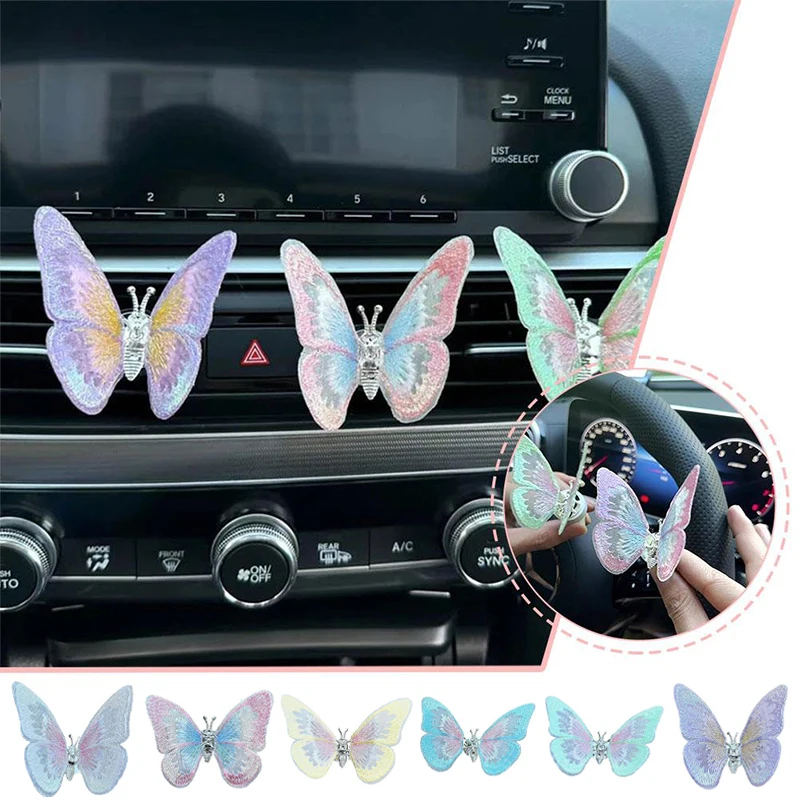 6 Pcs Of Movable Butterfly Car Center Console Air Outlet Decoration Car Ornament Fragrance Diffuser Interior Decoration