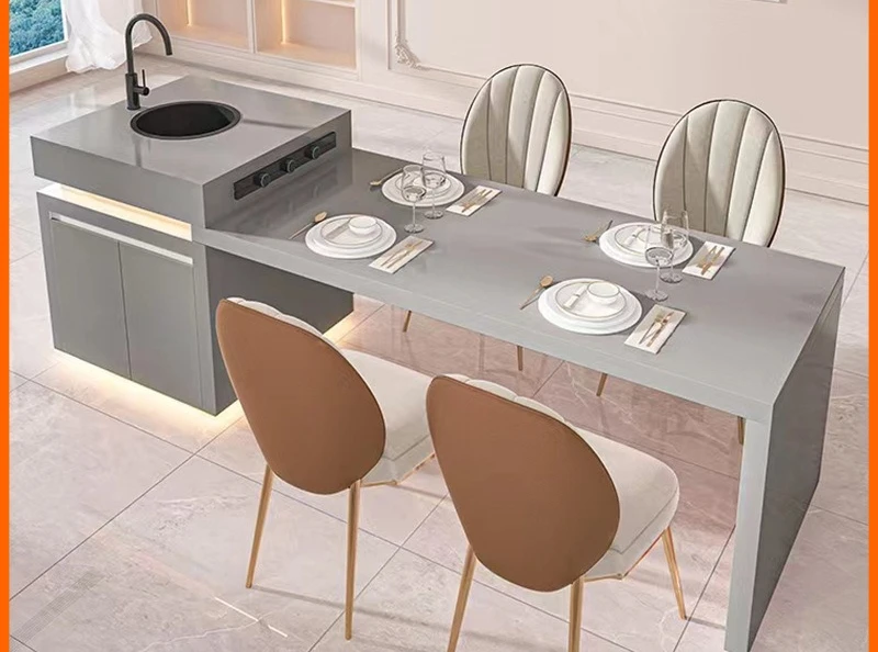 Dining table integrated retractable light luxury modern multi-function