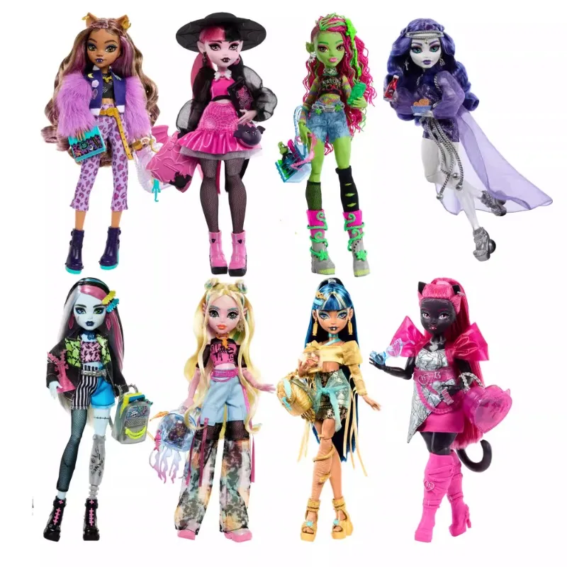 New Surprise Doll Monster High G3 Protagonist Student Series Draculaura Fashion Doll with Pink Black Hails  Gift To The Girl