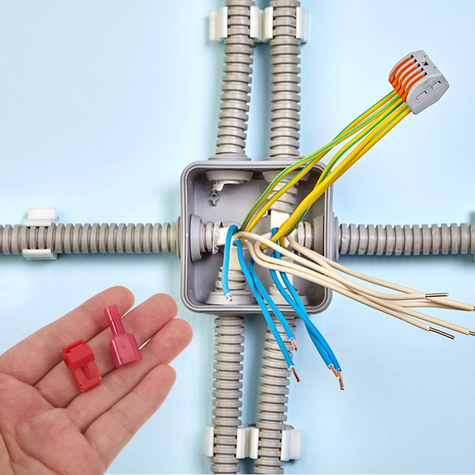 

100pcs T-Type Wire Splice Connectors Insulated Male Disconnect Terminals For Automotive Marine Industrial Electrical Connections