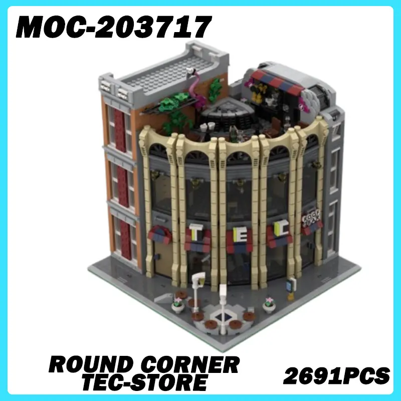 

MOC- 203717 Круглый угол Tec-Store и на крыше, сборка мелких частиц, строительный блок, модель игрушки «сделай сам», сборка частиц