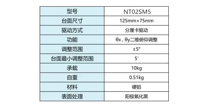 NT02SM5 dual axis manual tilt table, pitch displacement table, optical slide table, two-dimensional deflection adjustment table