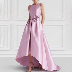 Long Elegant Pink Mother of the Bride Dresses Satin Floor-Length A-Line Wedding Guest Party Evening Gala Dress for Women 2024