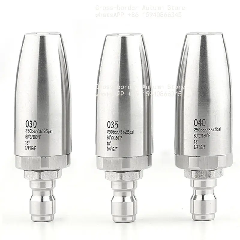 High pressure car washing machine water gun nozzle mini stainless steel nozzle 360 degree rotation peeling bark rust removal