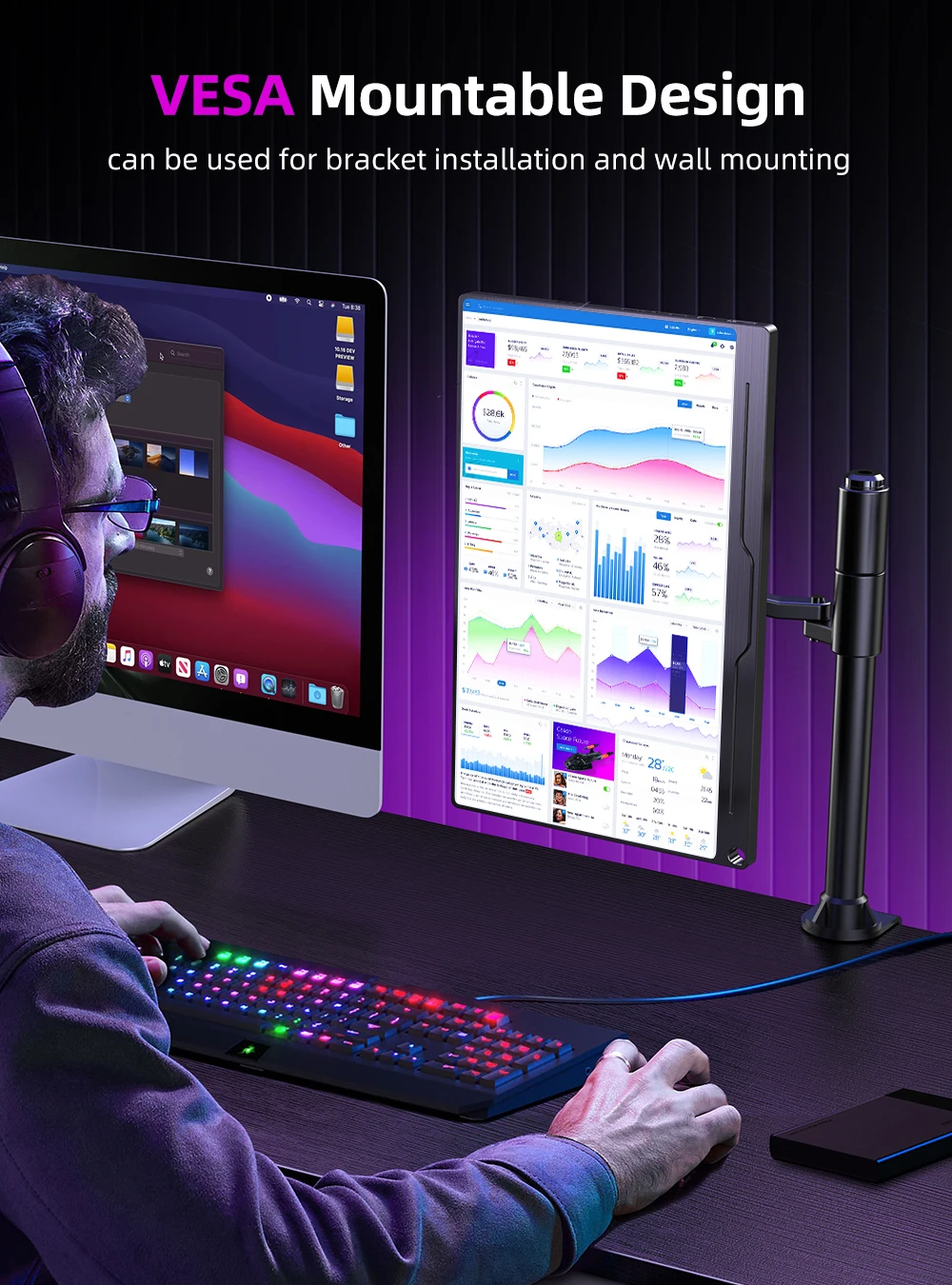 Imagem -04 - Monitor de Jogos Portátil Uperfect 156 4k para Ps5 Xbox One Nintendo Switch Macbook Computador Externo segundo Monitor com Alto-falantes