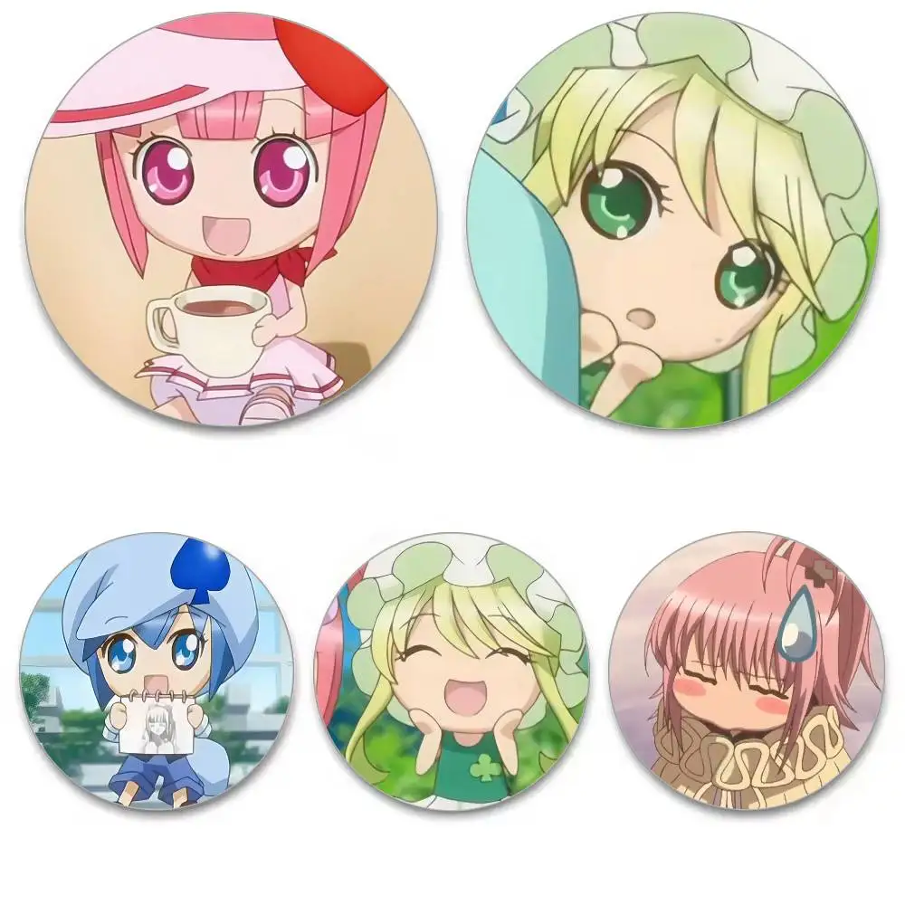 Manga Character Shugo Chara Creative Badges Anime Round Laser Badge Cartoon Brooch Clothes Backpack Accessories Lapel