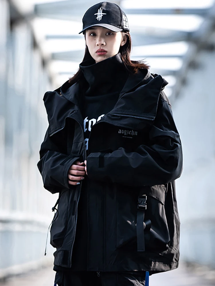 AOGZ Fishmouth Workwear Jacket Men's Women's Autumn Winter New American Style Couple's Stormproof Zipper Hooded Jacket