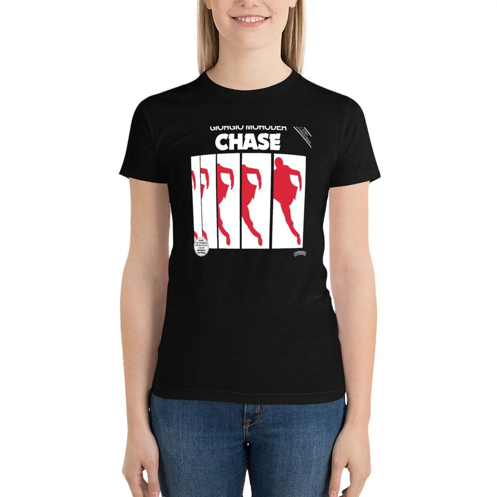 

GIORGIO MORODER - CHASE (RETRO RECORD SLEEVE) T-Shirt Short sleeve tee summer tops vintage clothes black t shirts for Women