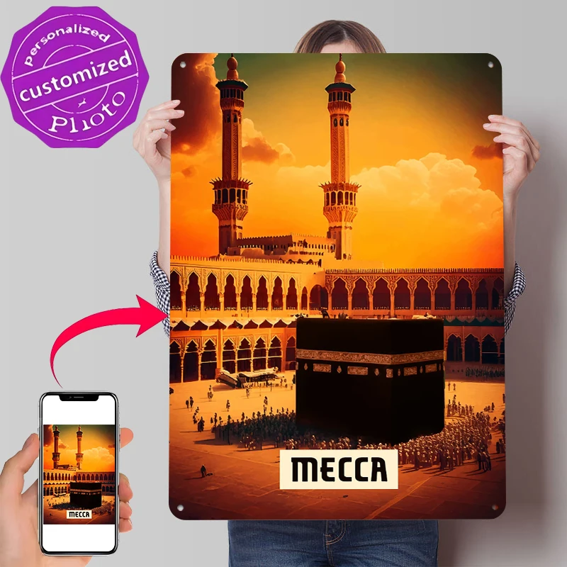 Mekka Metallposter Maßgefertigte Wandkunst Retro Vintage Metallschilder für Männerhöhle Schlafzimmerdekoration Luxus-Dekoration Raumdekoration