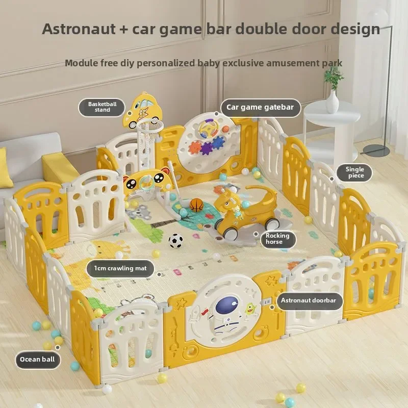 

Foldable Baby Playpen with Crawling Mat No Assembly Safety Play Yard Indoor Toddler Activity Center for Home Nursery Floor Use