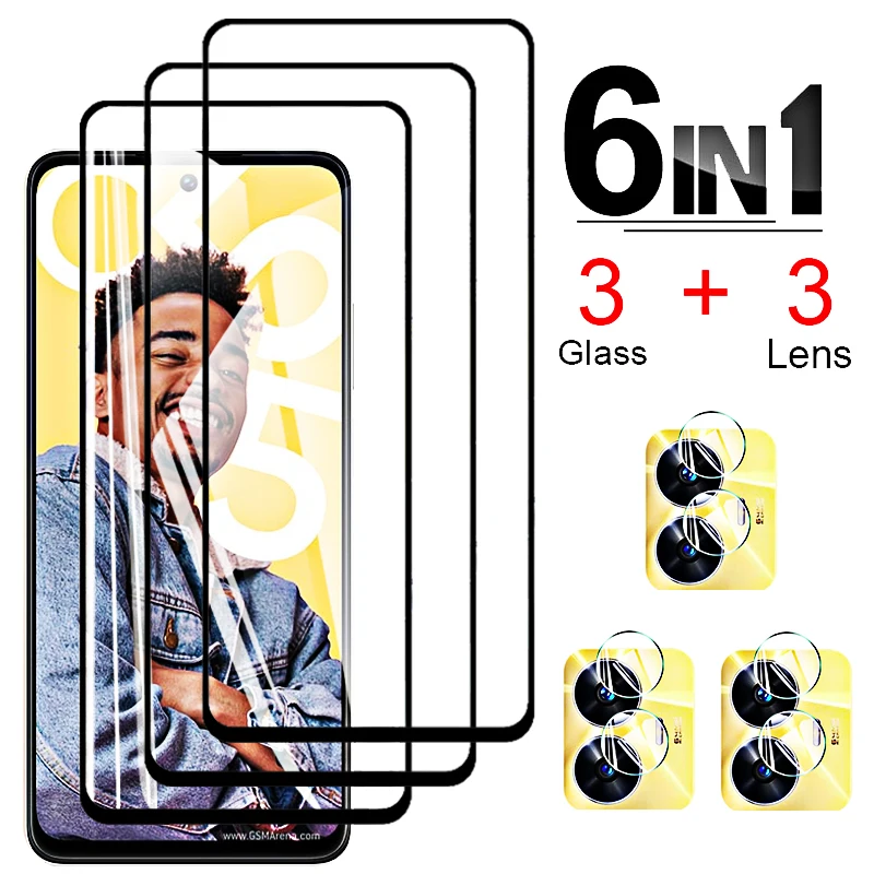 6 In 1 for Realme C55 Glass Camera Glass Realmec55 C 55 35 33 4G C35 C33 2023 C30 C30s 10 Pro 10t Screen Protector Tempered Film