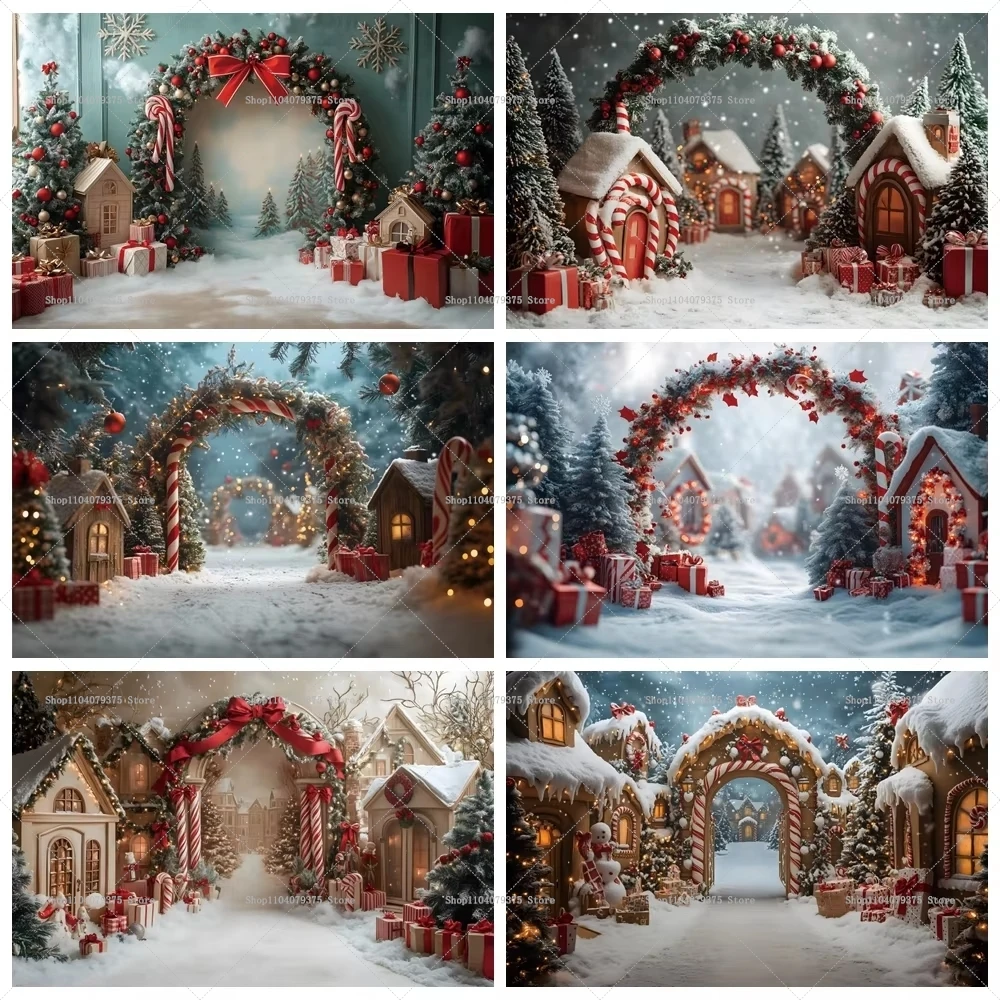 Winter Christmas Photography Background Decoration Town Garland Decoration Supplies Holiday Party Family Portrait Background