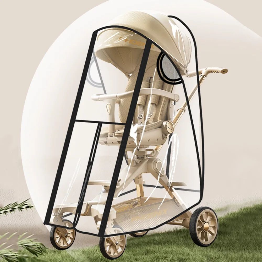 Transparent Baby Strollers Rainproof Cover Waterproof Travel Baby Pram Rain Cover Nobstructed View Windproof Pushchair Raincoat
