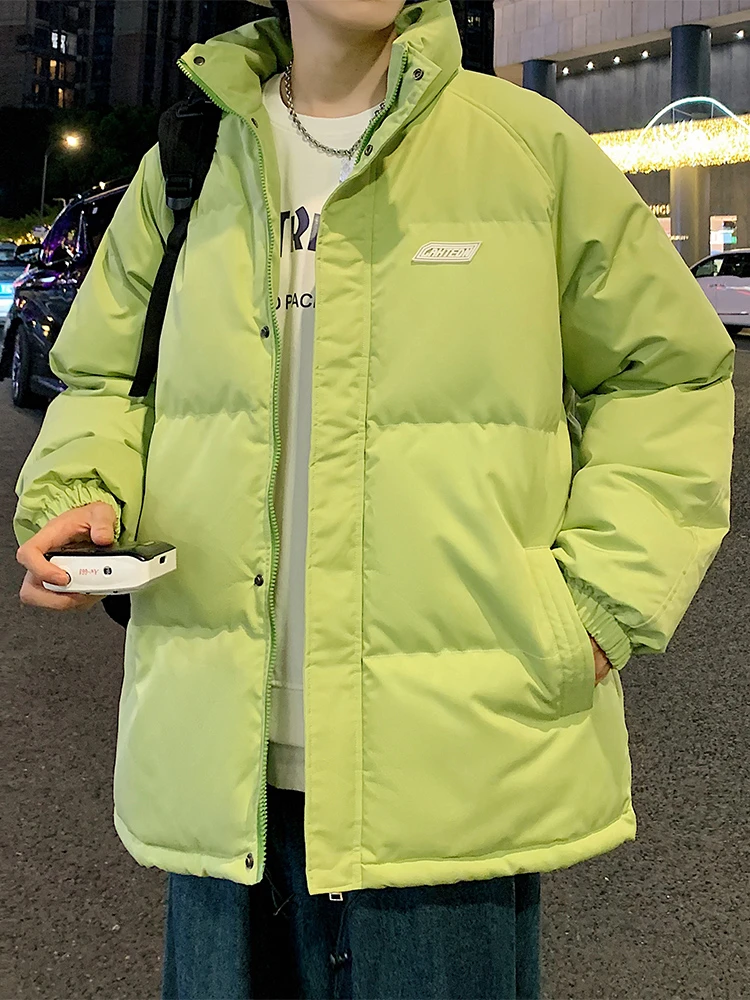 

Мужская зимняя теплая куртка из хлопка с декоративной молнией, свободного кроя, в молодежном стиле, модная, для колледжа